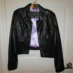 RAMPAGE Black Vegan Leather Jean Jacket - Sz Large